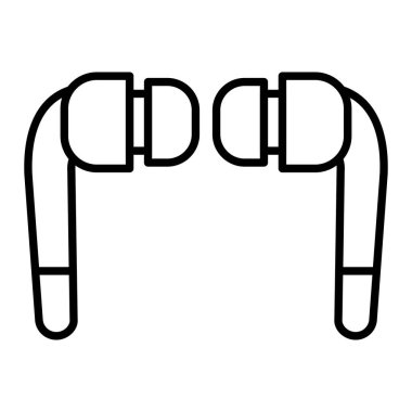Kulaklık Simgesi, Basit Siyah ve Beyaz Vektör İllüstrasyonu