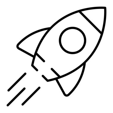 Roket Simgesi, Basit Siyah ve Beyaz Vektör İllüstrasyonu