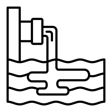 Lağım hattı simgesi, Basit Siyah ve Beyaz Vektör İllüstrasyonu