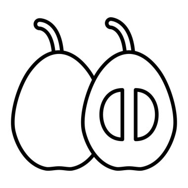 Loquat Simgesi, Basit Siyah ve Beyaz Vektör İllüstrasyonu