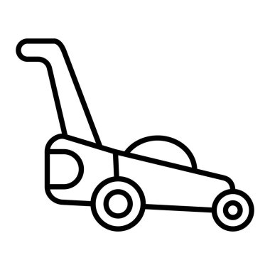 Çim biçme makinesi Simgesi, Basit Siyah ve Beyaz Vektör İllüstrasyonu