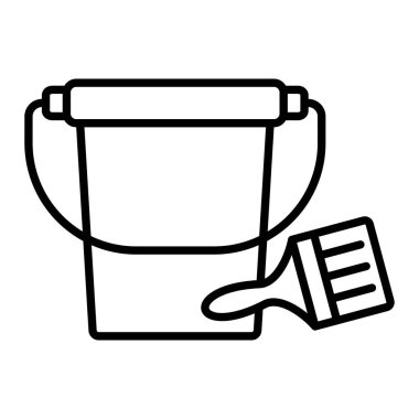 Boya Kovası Simgesi, Basit Siyah ve Beyaz Vektör İllüstrasyonu