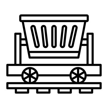 Trolley Simgesi, Basit Siyah ve Beyaz Vektör İllüstrasyonu