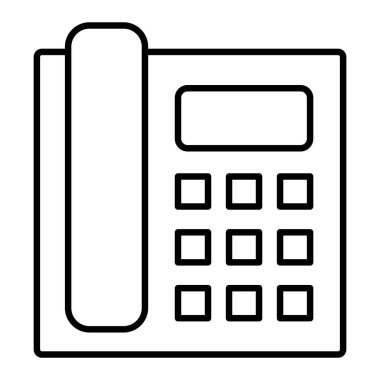 Telefon Simgesi, Basit Siyah ve Beyaz Vektör İllüstrasyonu