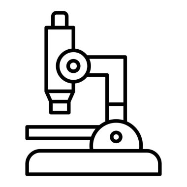 Mikroskop Simgesi, Basit Siyah ve Beyaz Vektör İllüstrasyonu