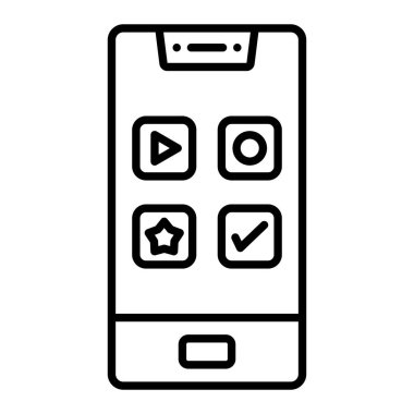 Uygulama Simgesi, Basit Siyah ve Beyaz Vektör İllüstrasyonu