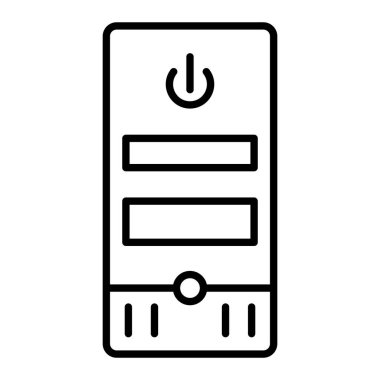 Bilgisayar Kulesi Simgesi, Basit Siyah ve Beyaz Vektör İllüstrasyonu