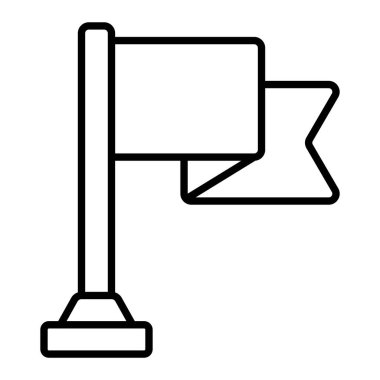 bayrak çizgi simgesi, basit siyah ve beyaz vektör illüstrasyonu