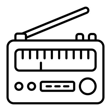 Radyo Simgesi, Basit Siyah ve Beyaz Vektör İllüstrasyonu