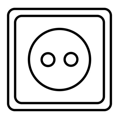 Soket Simgesi, Basit Siyah ve Beyaz Vektör İllüstrasyonu