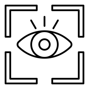 Göz Tanıma Simgesi, Basit Siyah ve Beyaz Vektör İllüstrasyonu