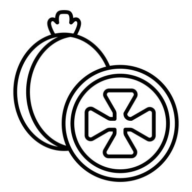 Feijoa Simgesi, Basit Siyah ve Beyaz Vektör İllüstrasyonu