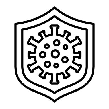 Kalkan Simgesi, Basit Siyah ve Beyaz Vektör İllüstrasyonu