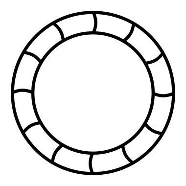 Plastik Tabak Simgesi, Basit Siyah ve Beyaz Vektör İllüstrasyonu
