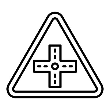 Crosroad Simgesi, Basit Siyah ve Beyaz Vektör İllüstrasyonu