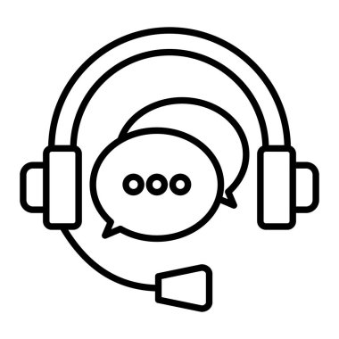 Canlı Sohbet Simgesi, Basit Siyah ve Beyaz Vektör İllüstrasyonu