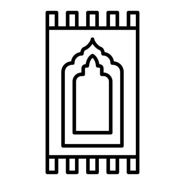 Sajadah Simgesi, Basit Siyah ve Beyaz Vektör İllüstrasyonu