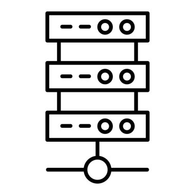 Sunucu Simgesi, Basit Siyah ve Beyaz Vektör İllüstrasyonu