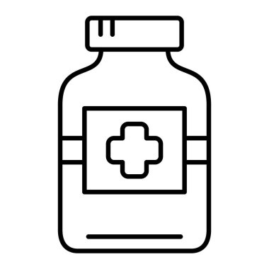 İlaç Simgesi, Basit Siyah ve Beyaz Vektör İllüstrasyonu