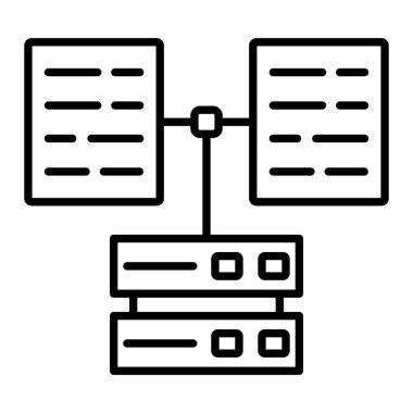 Veri Toplama Simgesi, Basit Siyah ve Beyaz Vektör İllüstrasyonu