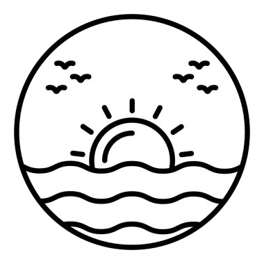 Renkli Ufuk çizgisi simgesi, Basit Siyah ve Beyaz Vektör İllüstrasyonu