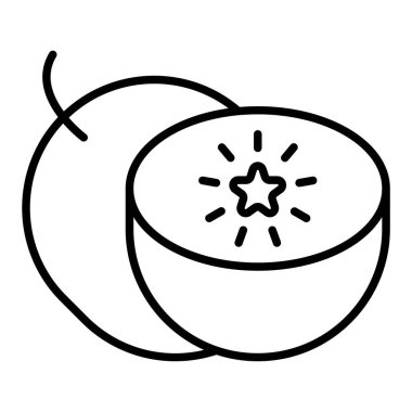 Kivi çizgisi simgesi, Basit Siyah ve Beyaz Vektör İllüstrasyonu