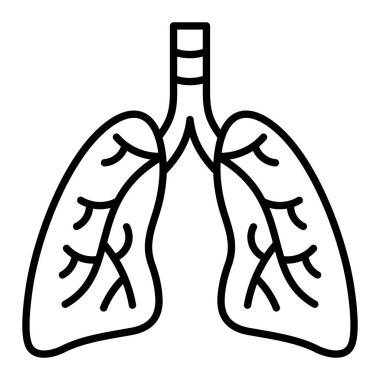 Akciğer çizgisi simgesi, Basit Siyah ve Beyaz Vektör İllüstrasyonu