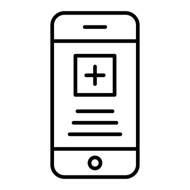 Mobil Uygulama Simgesi, Basit Siyah ve Beyaz Vektör İllüstrasyonu