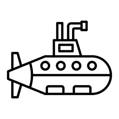 Denizaltı Simgesi, Basit Siyah ve Beyaz Vektör İllüzyonu