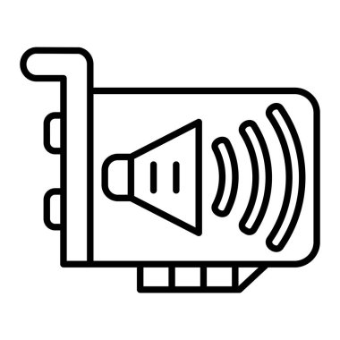 Ses Kart Simgesi, Basit Siyah ve Beyaz Vektör İllüstrasyonu