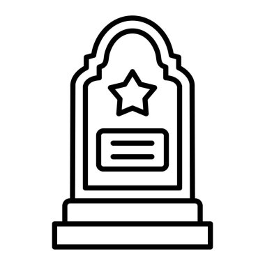 Grave Simgesi, Basit Siyah ve Beyaz Vektör İllüstrasyonu