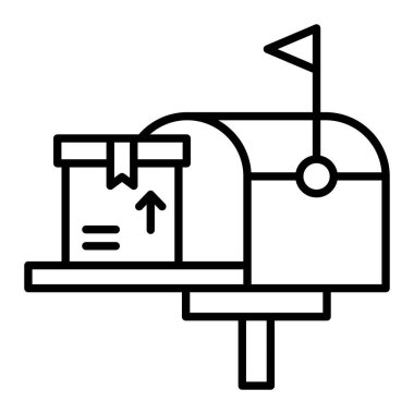 Posta kutusu simgesi, Basit Siyah ve Beyaz Vektör İllüstrasyonu