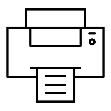 Yazıcı Simgesi, Basit Siyah ve Beyaz Vektör İllüstrasyonu