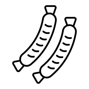 Sausages line simgesi, Basit Siyah ve Beyaz Vektör İllüstrasyonu