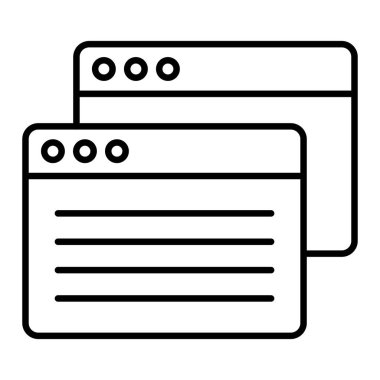 Web Pencere Simgesi, Basit Siyah ve Beyaz Vektör İllüstrasyonu