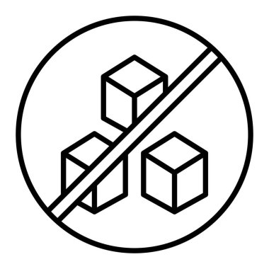 Şeker Simgesi Yok, Basit Siyah ve Beyaz Vektör İllüstrasyonu