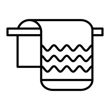 Havlu Simgesi, Basit Siyah ve Beyaz Vektör İllüstrasyonu