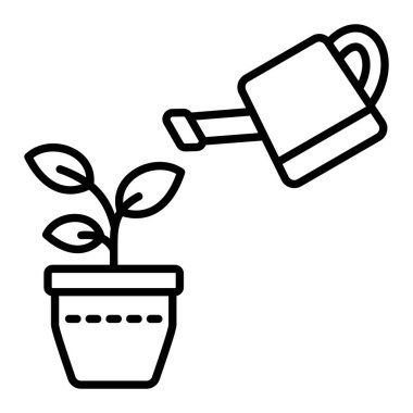 Büyüyen Bitki Çizgisi simgesi, Basit Siyah ve Beyaz Vektör İllüstrasyonu