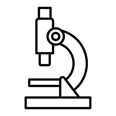 Mikroskop Simgesi, Basit Siyah ve Beyaz Vektör İllüstrasyonu