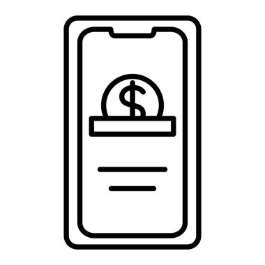 Çevrimiçi Bağış Simgesi, Basit Siyah ve Beyaz Vektör İllüstrasyonu