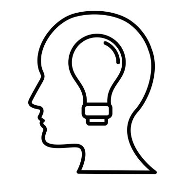 Fikir Simgesi, Basit Siyah ve Beyaz Vektör İllüstrasyonu