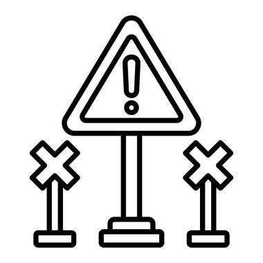 Uyarı Simgesi, Basit Siyah ve Beyaz Vektör İllüstrasyonu