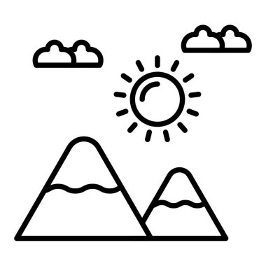 Sunny Perspective line simgesi, Basit Siyah ve Beyaz Vektör İllüstrasyonu