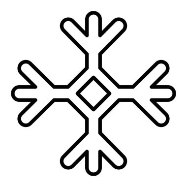 Kar Tanesi Simgesi, Basit Siyah ve Beyaz Vektör İllüstrasyonu