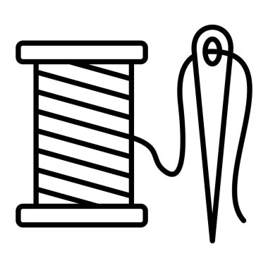 İplik Simgesi, Basit Siyah ve Beyaz Vektör İllüstrasyonu