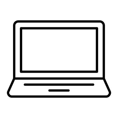 dizüstü bilgisayar Simgesi, Basit Siyah ve Beyaz Vektör İllüstrasyonu