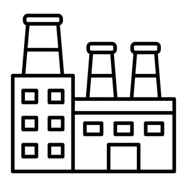 Fabrika Simgesi, Basit Siyah ve Beyaz Vektör İllüstrasyonu