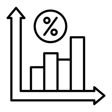 Faiz Oranı Simgesi, Basit Siyah ve Beyaz Vektör İllüstrasyonu