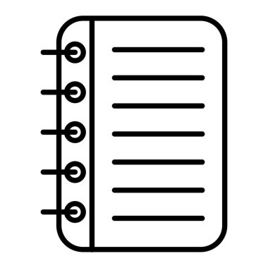 Not Defteri Simgesi, Basit Siyah ve Beyaz Vektör İllüstrasyonu