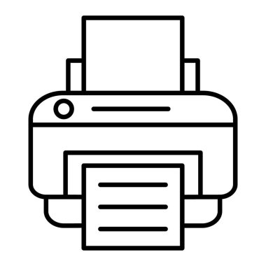 Yazıcı Simgesi, Basit Siyah ve Beyaz Vektör İllüstrasyonu